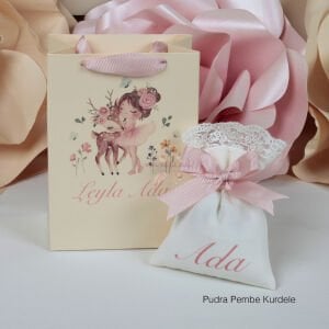 Ceylan Figürlü Lavanta Kesesi ve Baskılı Çanta Seti | Kız Bebek Doğum & Doğum Günü Hediyelikleri