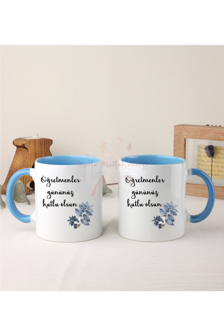 Öğretmenler Günü Hediyesi  İkili Mavi Kupa Bardak
