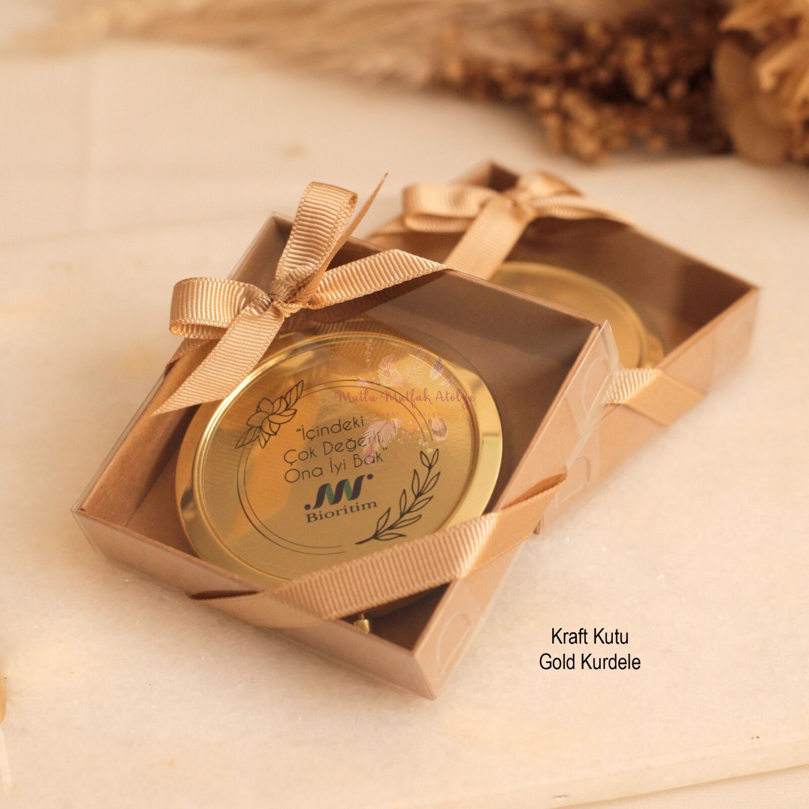 Hediyelik Kutulu Kapaklı Ayna Gold