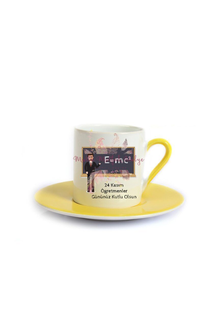 Öğretmenler Günü Hediyesi Erkek Öğretmen Sarı Türk Kahvesi Fincanı