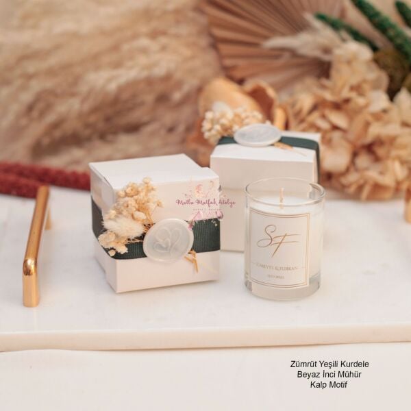 Hediyelik Mühürlü Çiçekli Kutulu Mum