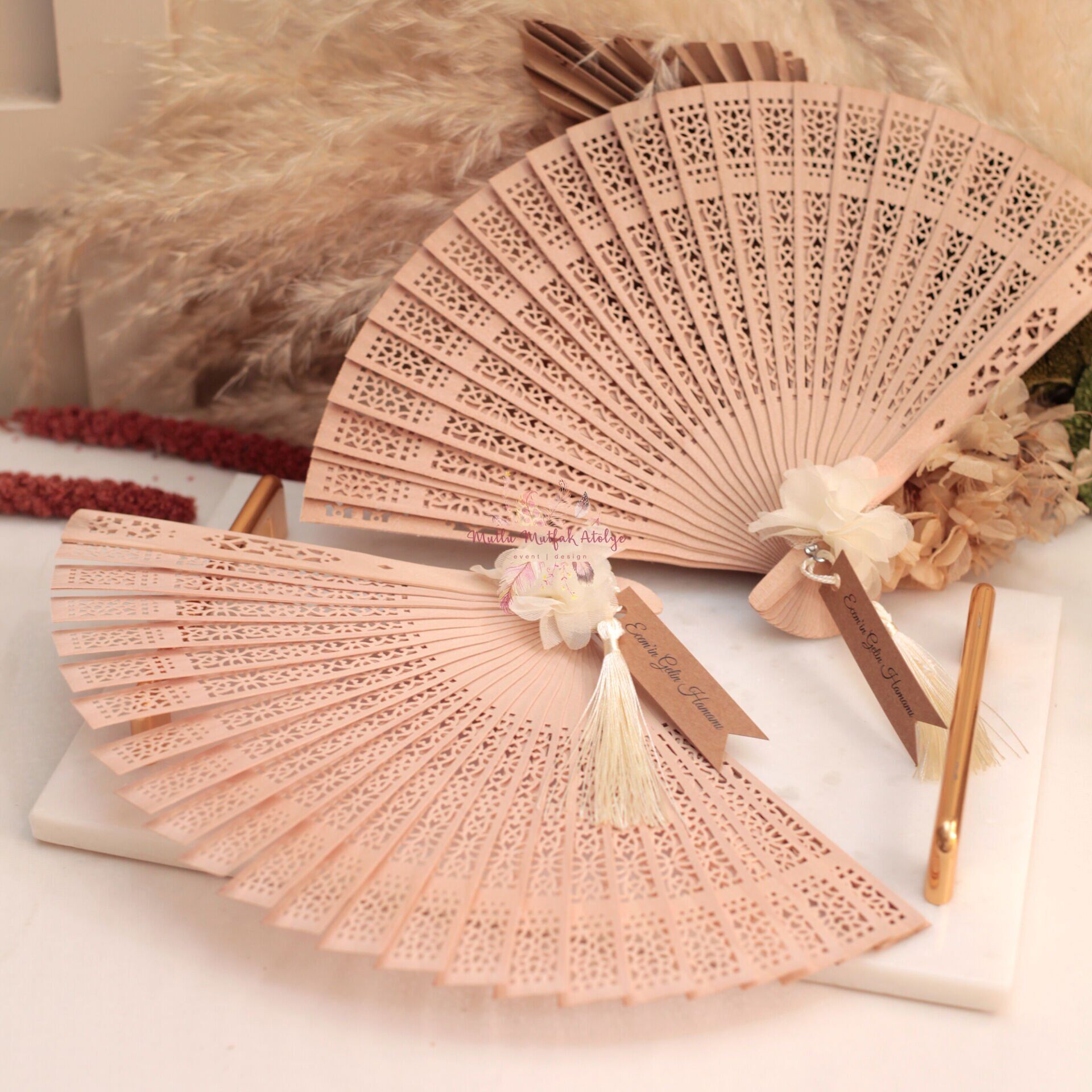 Süslenmiş Bambu Yelpaze