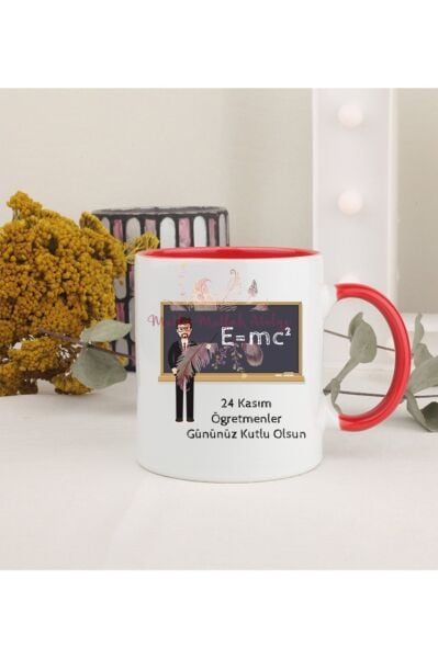Öğretmenler Günü Hediyesi Erkek Öğretmen Kırmızı Kupa Bardak