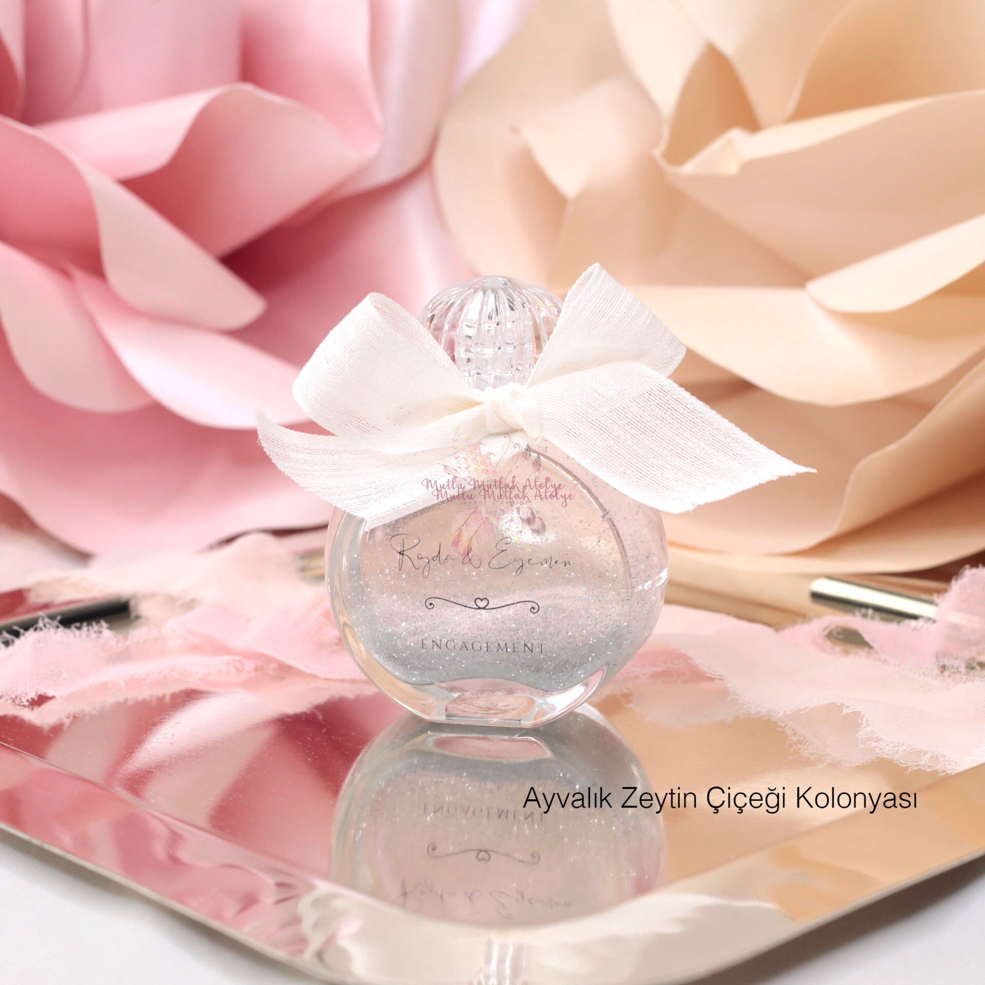 Yuvarlak Yassı Cam Şişe Hediyelik Eyüp Sabri Tuncer Kolonya