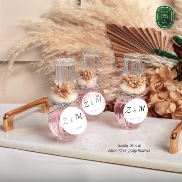 Çizgili Cam Şişe Eyüp Sabri Tuncer Kolonya Nikah - Nişan Hediyeliği