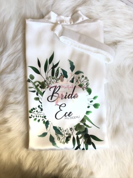 İsimli Baskılı Sabahlık Yeşil Çiçekli-2