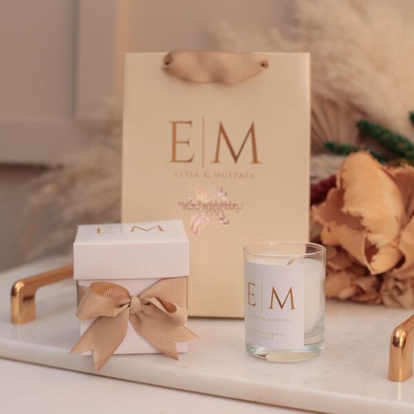 Hediyelik Kutulu Kokulu Mum ve Baskılı Karton Çanta Seti