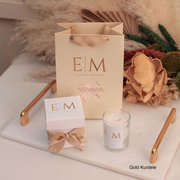 Hediyelik Kutulu Kokulu Mum ve Baskılı Karton Çanta Seti