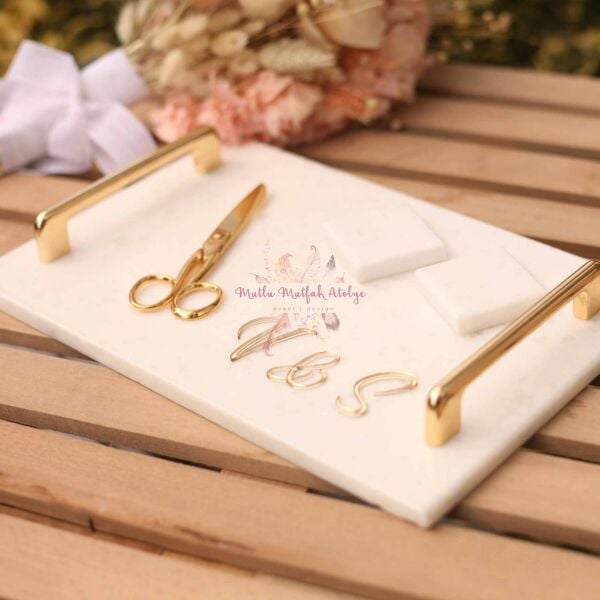 Kişiye Özel İsimli Mermer Tepsi (Gold/Silver)