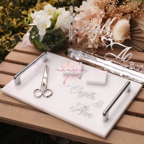 Kişiye Özel İsimli Mermer Tepsi (Gold/Silver)