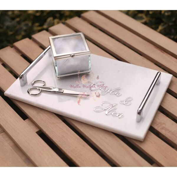 Kişiye Özel İsimli Mermer Tepsi (Gold/Silver)