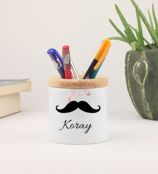 İsimli Bıyıklı Hediyelik Kalemlik