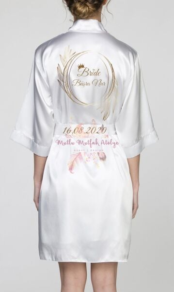 İsimli Baskılı Sabahlık Gold Motifli