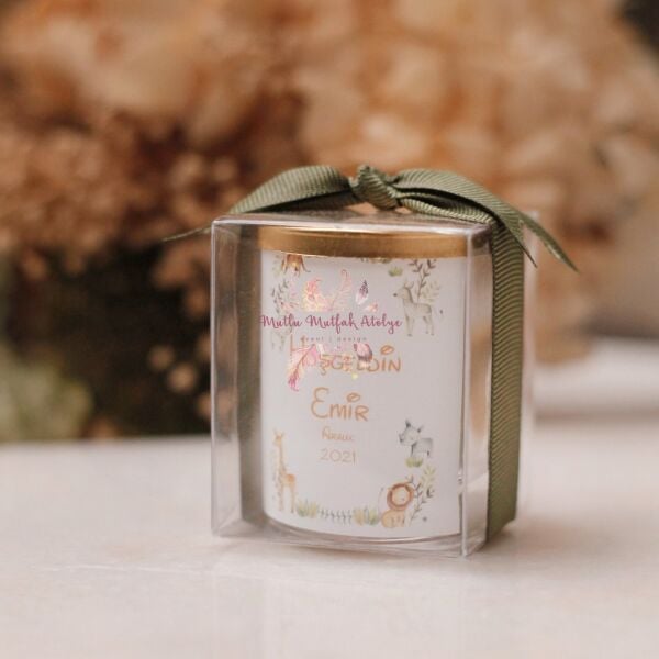 Safari Konseptli Kapaklı Hediyelik Mum