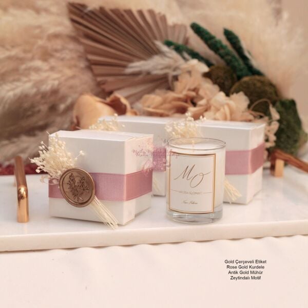 Hediyelik Mühürlü Çiçekli Kutulu Mum