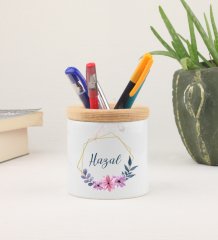Kişiye Özel Kalemlik İsimli Çiçek Motifli