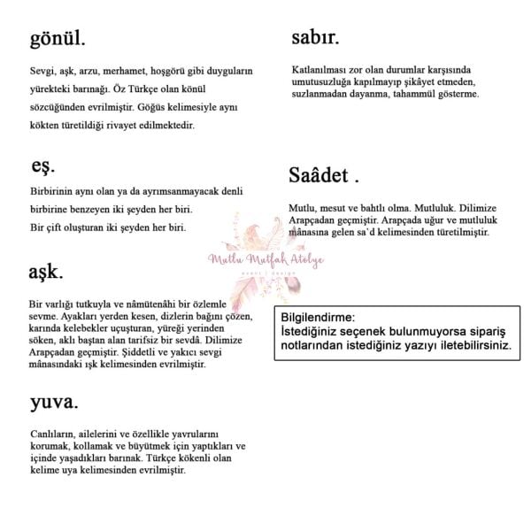 Hediyelik Kahveli Kart Lugat