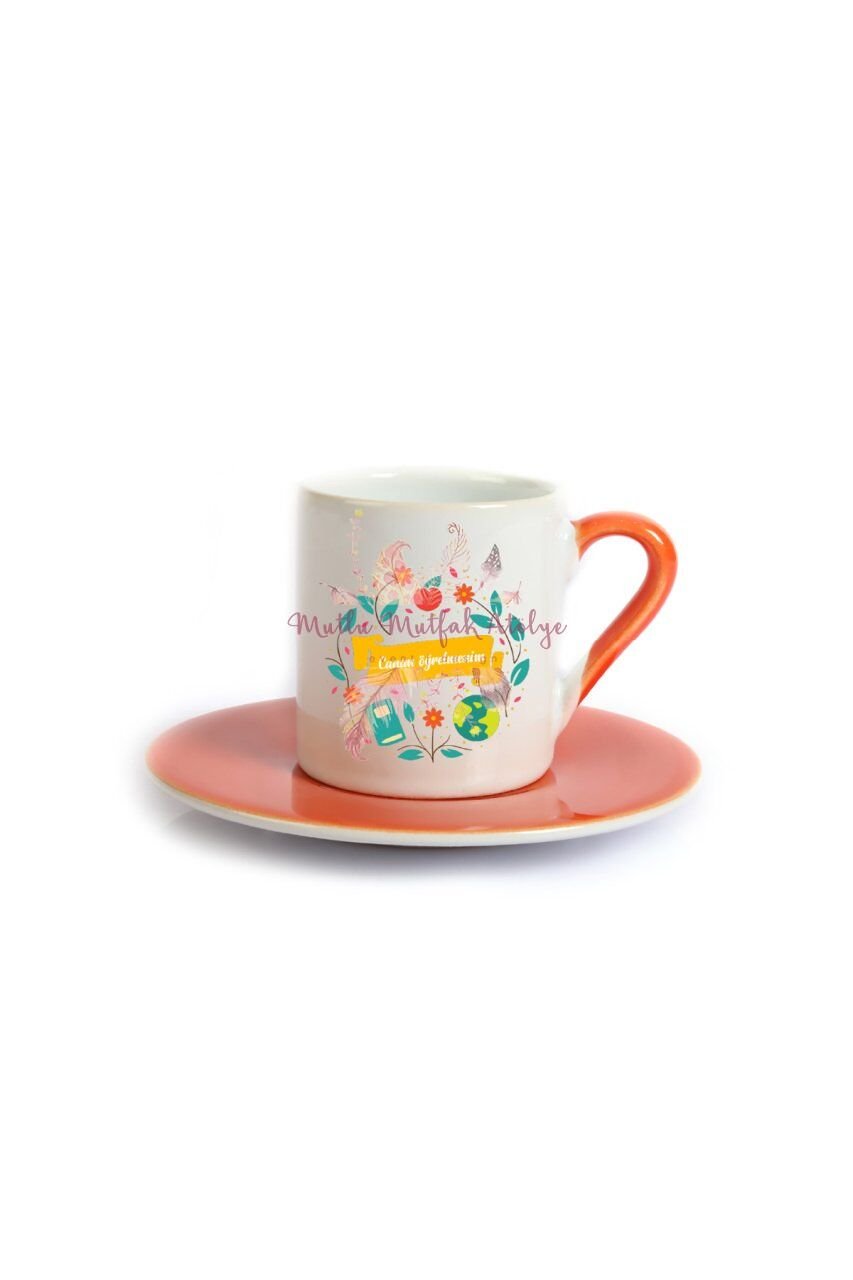 Öğretmenler Günü Hediyesi  Turuncu Türk Kahvesi Fincanı