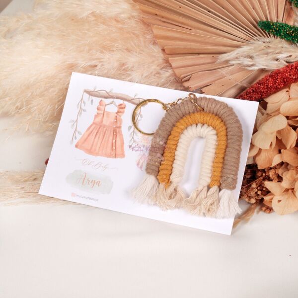 Gökkuşağı Makrome Kartlı Anahtarlık