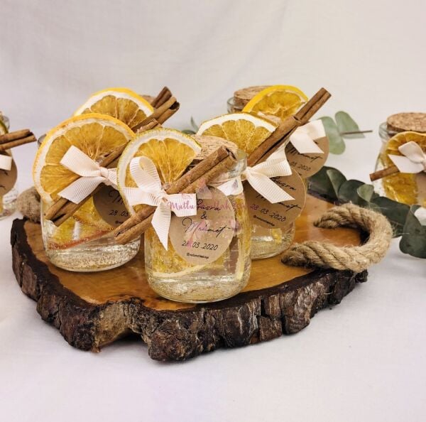 Hediyelik Portakallı Tarçınlı Jel Mum 2