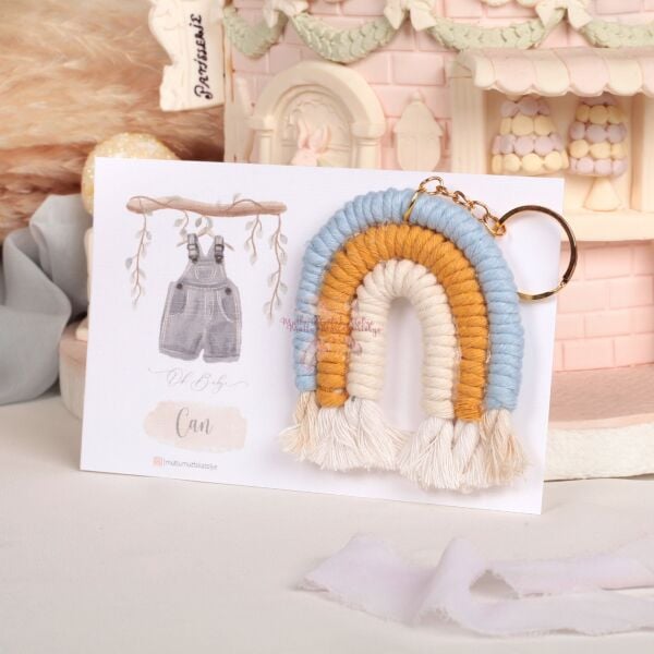 Gökkuşağı Makrome Kartlı Anahtarlık