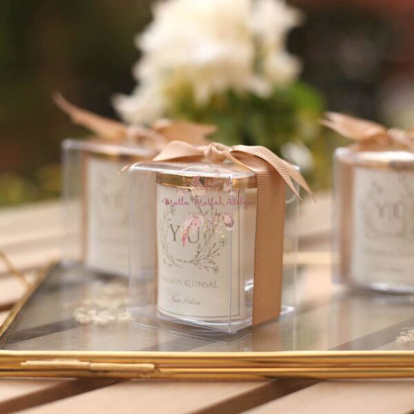 Hediyelik Kapaklı Kutulu Mum Vizon Görsel