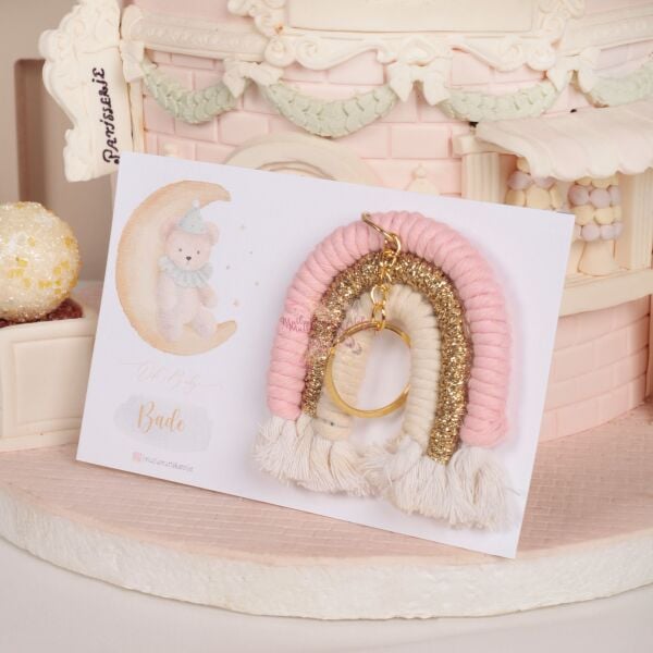 Gökkuşağı Makrome Kartlı Anahtarlık