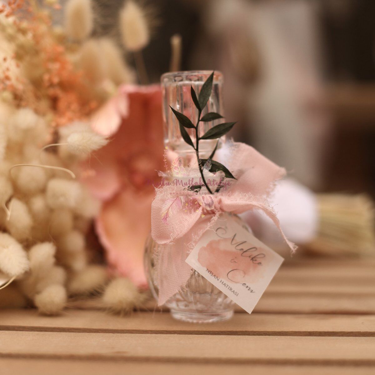 Çizgili Cam Şişe Limon Kolonyası Nikah - Nişan Hediyeliği