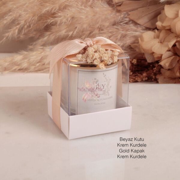 Hediyelik Vanilya Kokulu Kapaklı Çiçekli Kutulu Mum