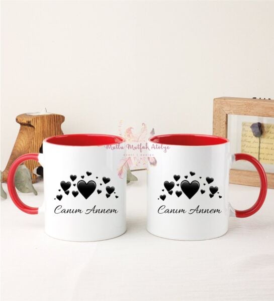 Anneler Günü Canım Annem İkili Kırmızı Kupa Bardak