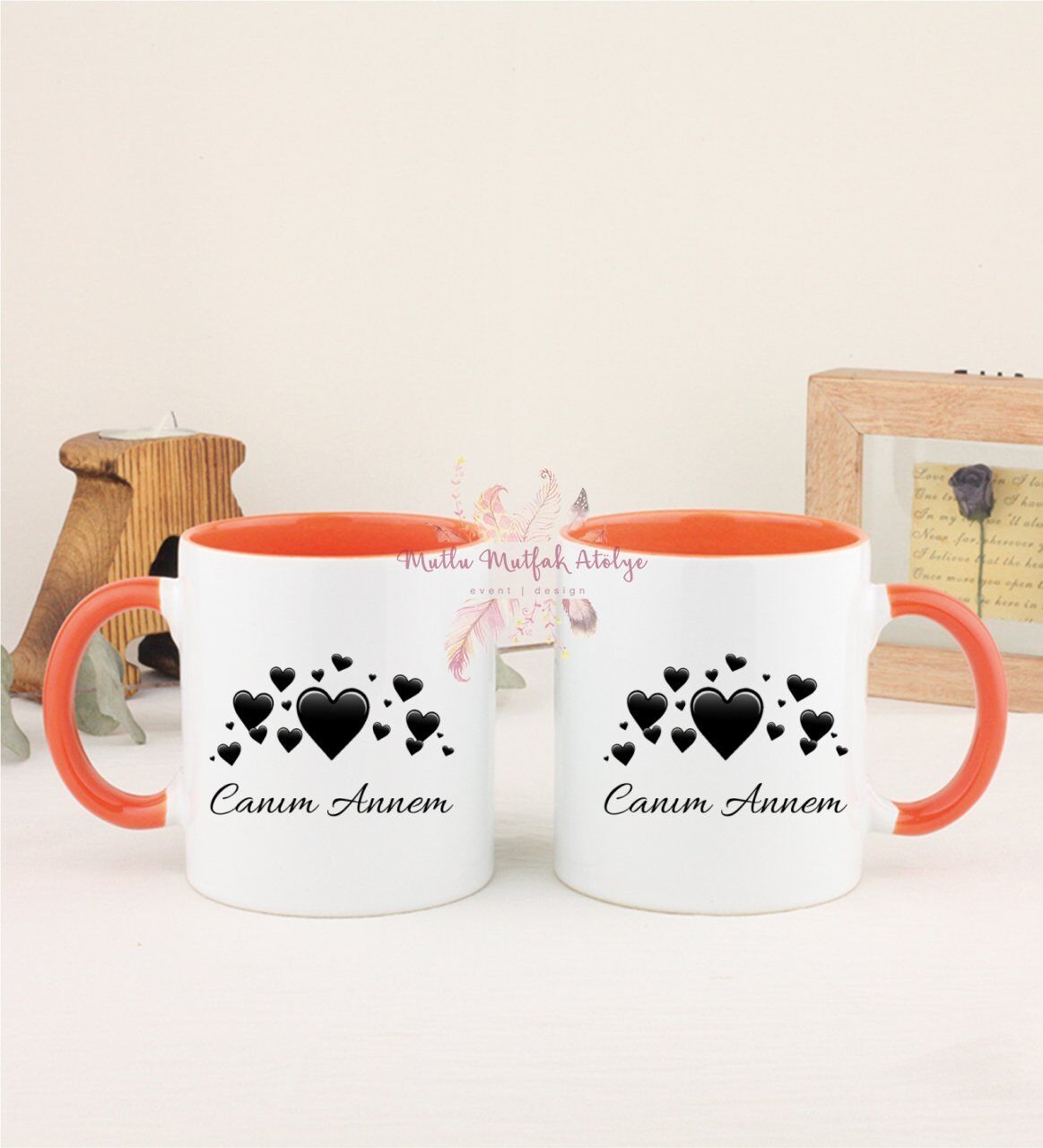 Anneler Günü Canım Annem İkili Turuncu Kupa Bardak