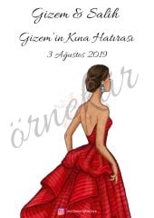 Hediyelik Kına Gecesi Şans Bilekliği Kırmızı Elbiseli Kız Kına İstiyorum
