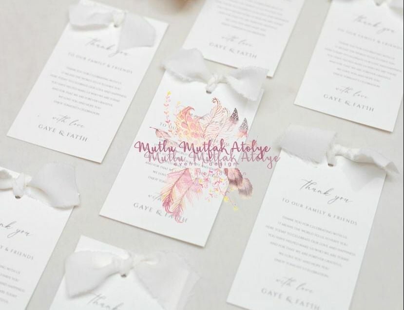 İpek Kurdeleli Hoş Geldin Masa Kartı (7x13)