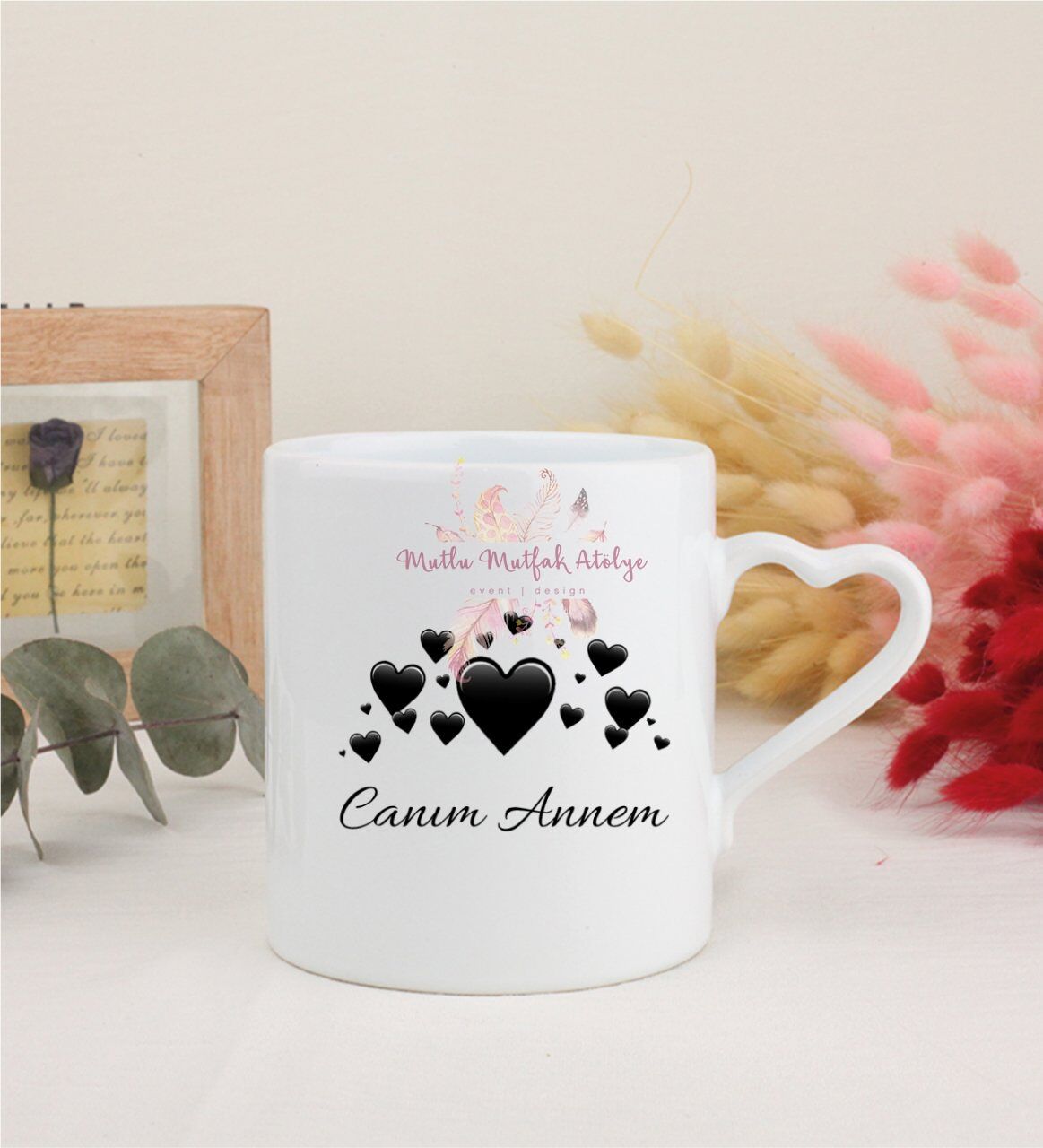 Anneler Günü Canım Annem Beyaz Kalpli Kupa Bardak
