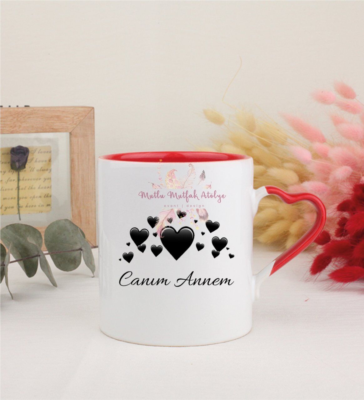 Anneler Günü Canım Annem Kırmızı Kalpli Kupa Bardak