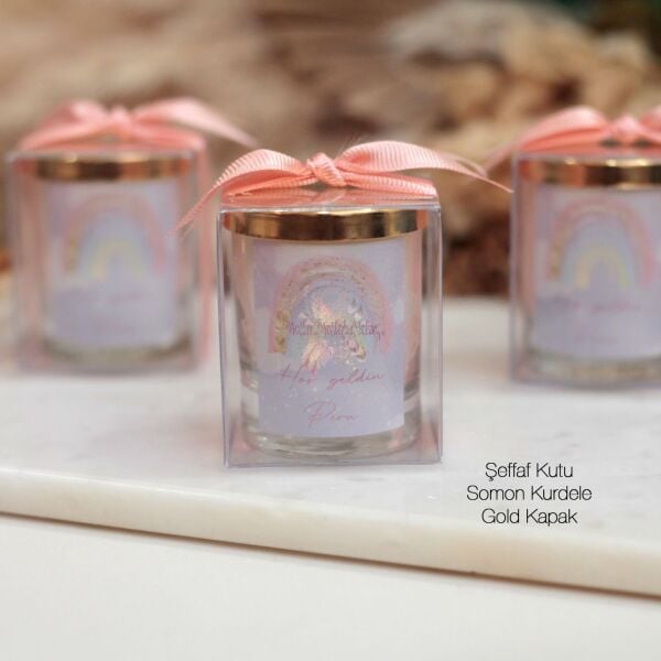 Yenidoğan Bebek Gökkuşağı Temalı Kapaklı Kokulu Mum