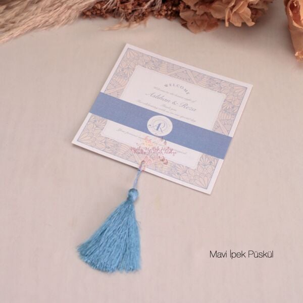 İpek Püsküllü Masa Kartı 13x13cm