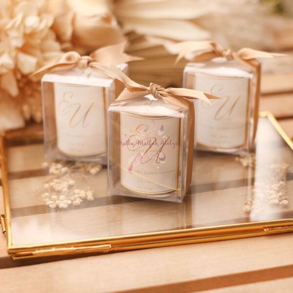 Hediyelik Mum Çikolatalı Kahve ve Karton Çanta Seti