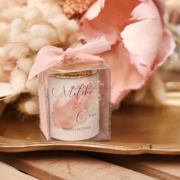 Hediyelik Kapaklı Kokulu Mum İpek Kurdeleli