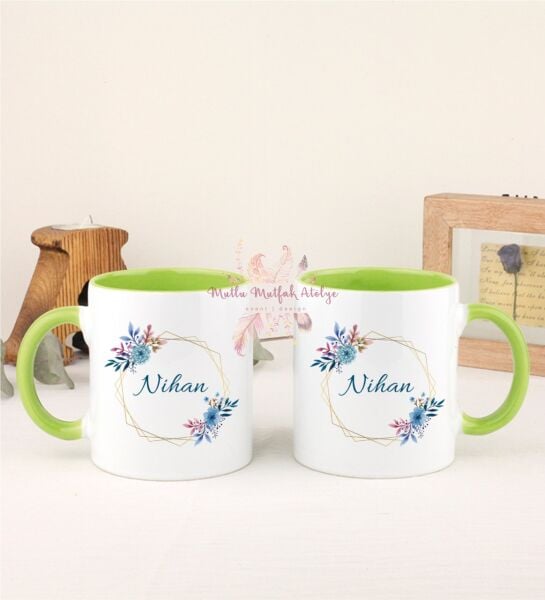 Kişiye Özel Anneler Günü İsimli İkili Yeşil Kupa Bardak