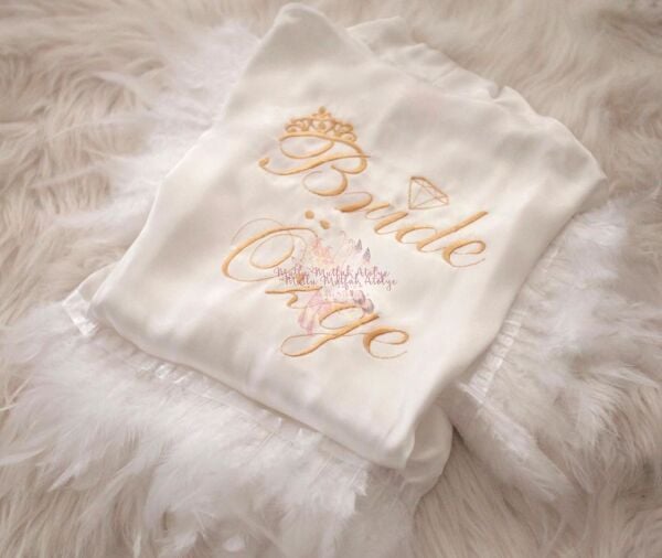 Bride Nakışlı Sabahlık Kolları Tüylü