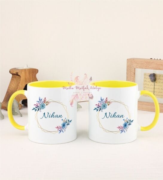 Kişiye Özel Anneler Günü İsimli İkili Sarı Kupa Bardak