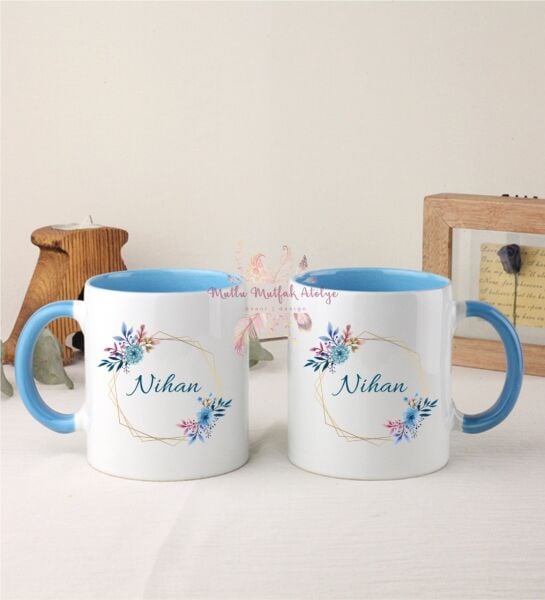 Kişiye Özel Anneler Günü İsimli İkili Mavi Kupa Bardak