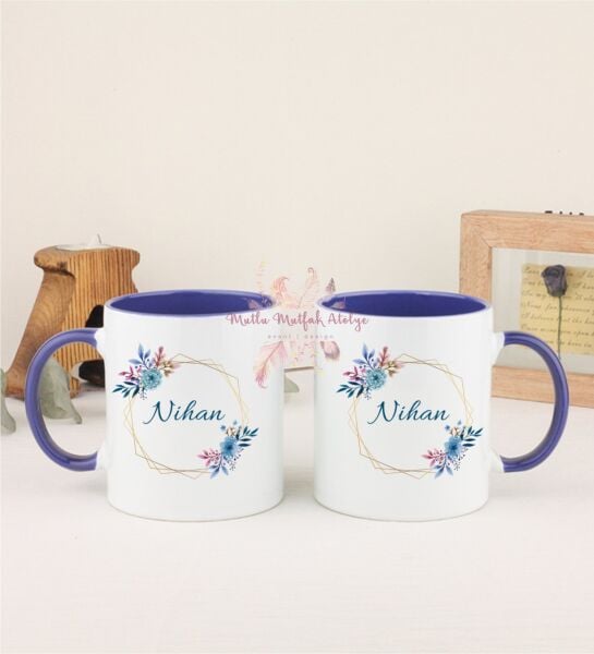 Kişiye Özel Anneler Günü İsimli İkili Lacivert Kupa Bardak