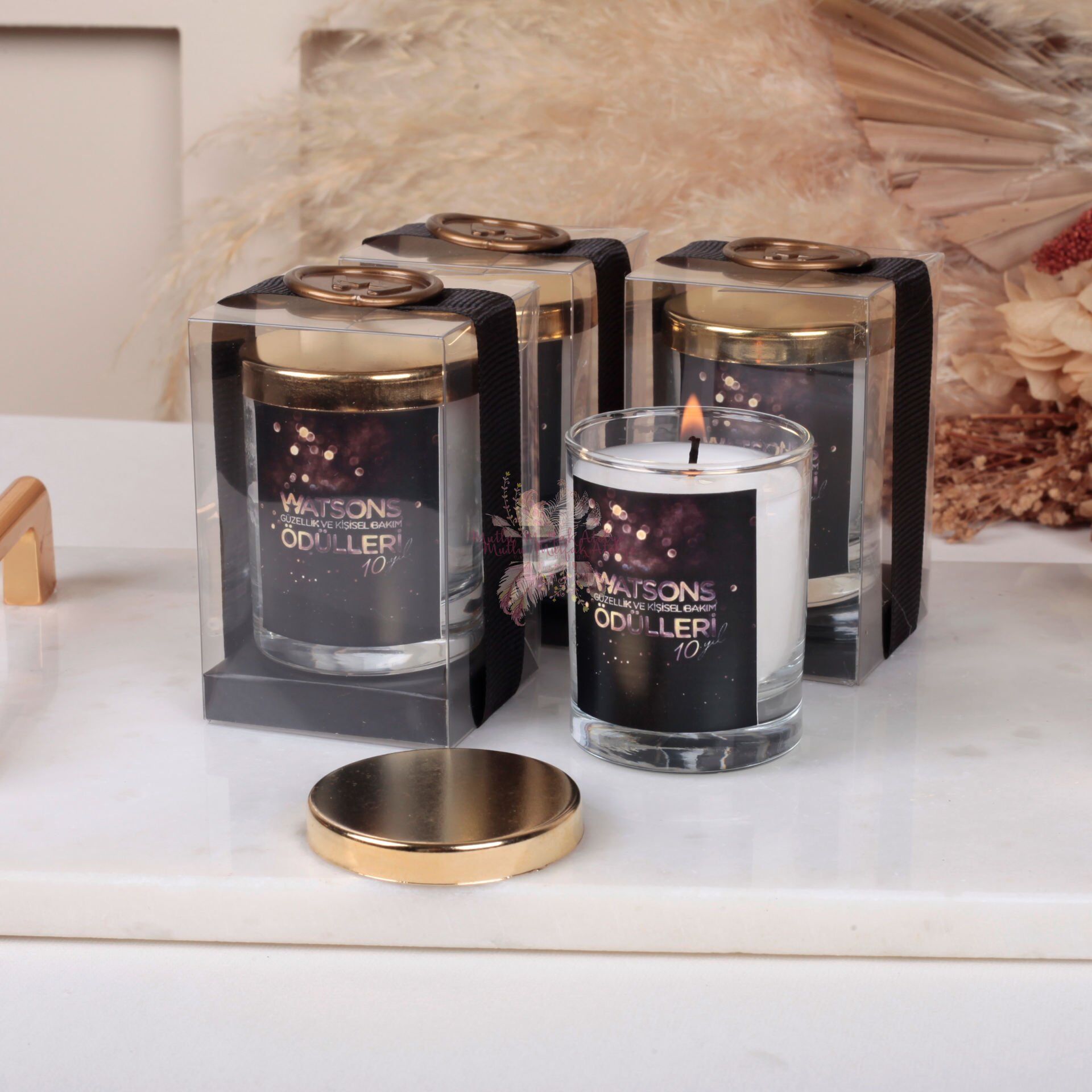 Hediyelik Mühürlü Kapaklı Yükseltili Mum