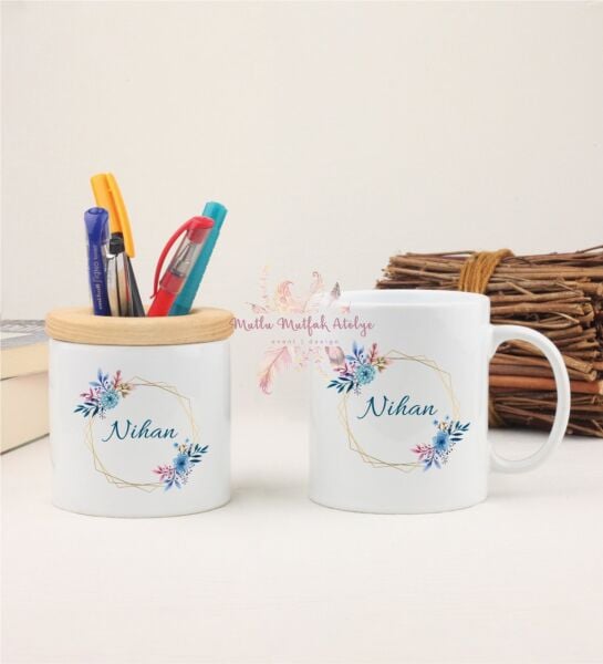 Kişiye Özel Anneler Günü İsimli Kalemlik ve Kupa Bardak