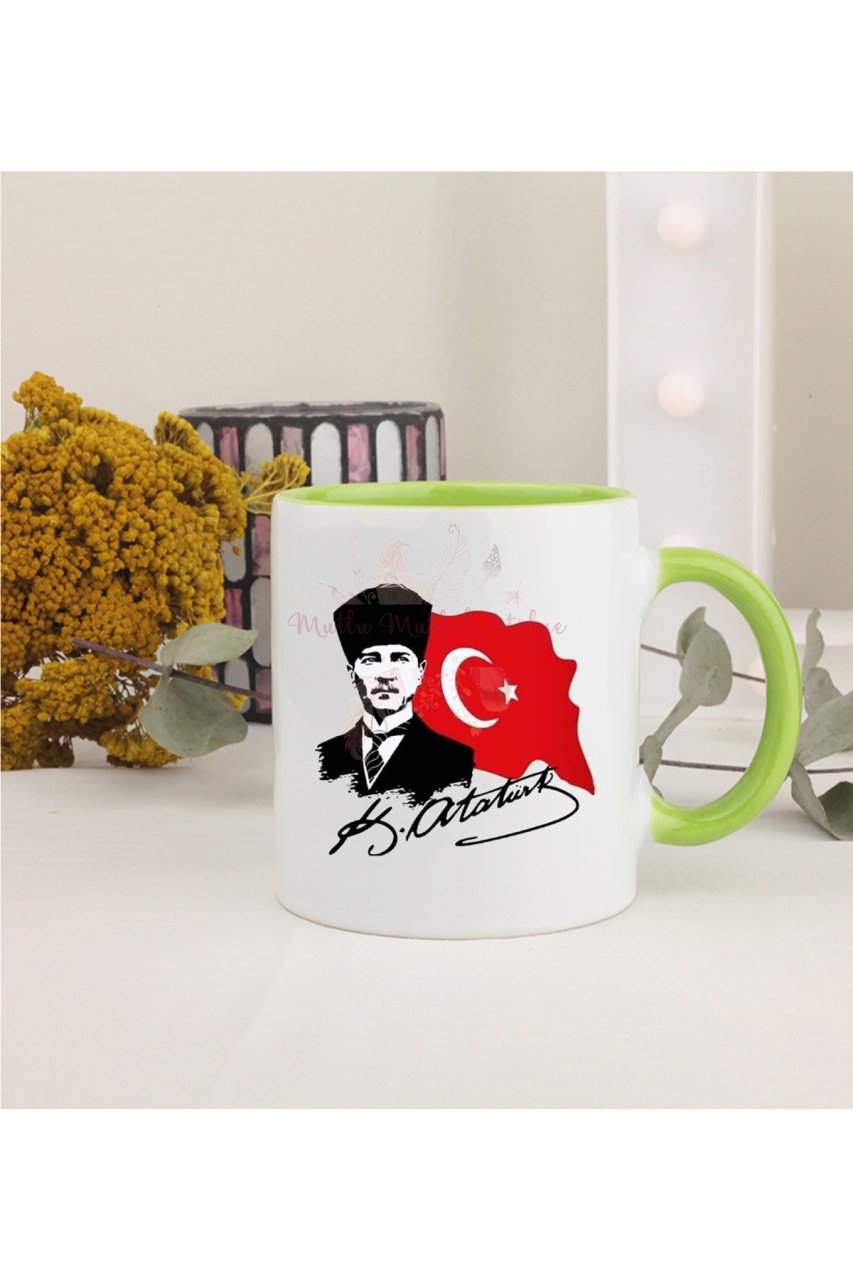 Öğretmenler Günü Hediyesi Atatürk  Yeşil Kupa Bardak
