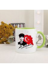 Öğretmenler Günü Hediyesi Atatürk  Yeşil Kupa Bardak
