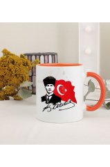 Öğretmenler Günü Hediyesi Atatürk  Turuncu Kupa Bardak