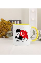 Öğretmenler Günü Hediyesi Atatürk  Sarı Kupa Bardak